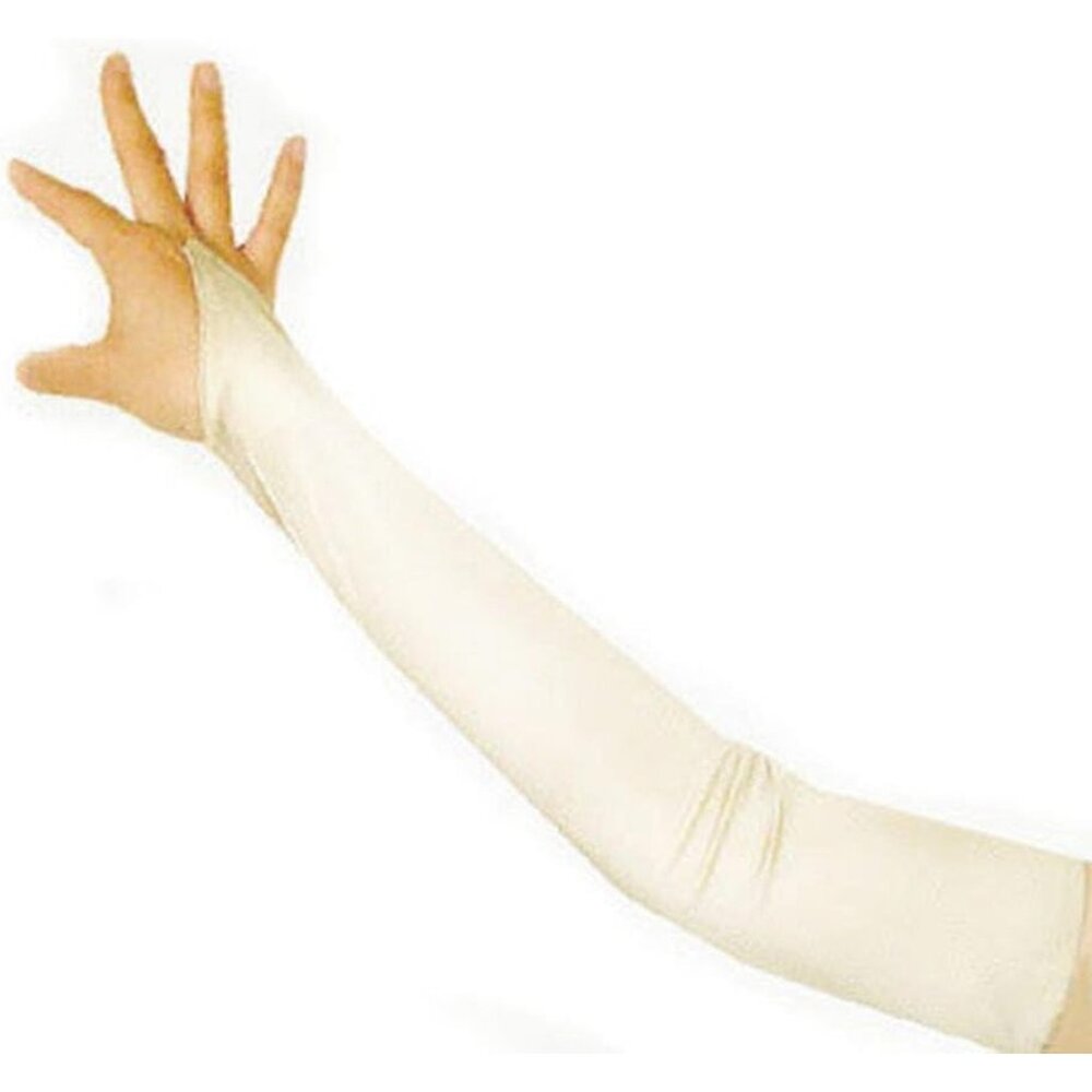 Women's Beautiful Light Lvory Long Satin Finger Loop Gloves Bridal Part Prom
